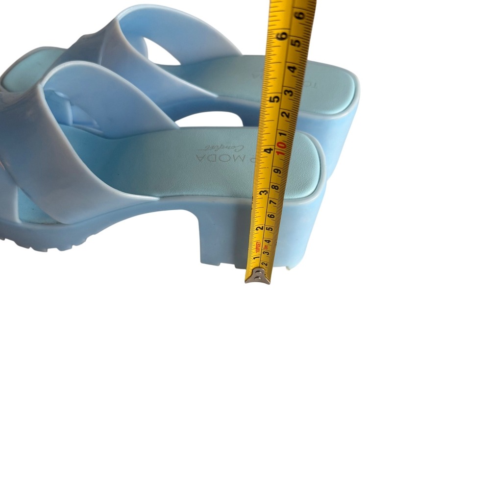 Top Moda Comfort Light Blue Jelly Platform Sandals Chunky Block Heel Slide Sz 8 - Picture 6 of 6